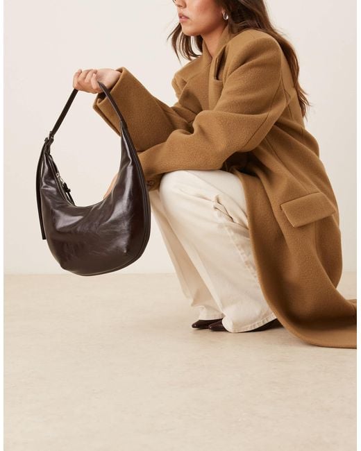 Mango Brown Half Moon Shoulder Bag
