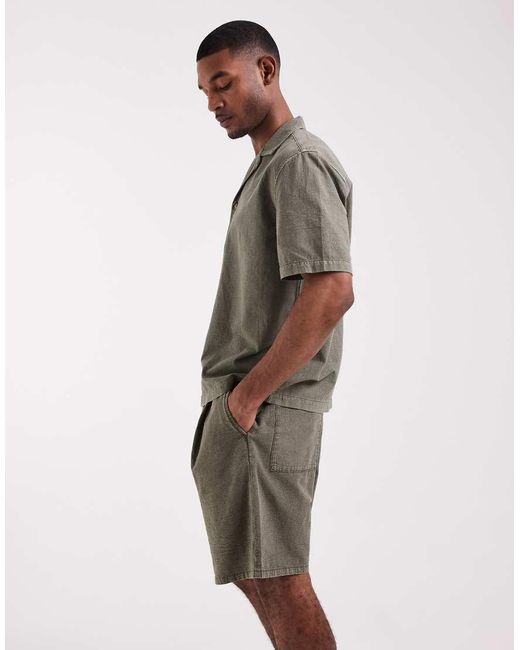 ASOS Natural Textured Mid-length Jorts for men