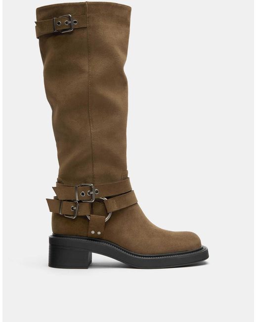 Pull&Bear Brown – bikerstiefel