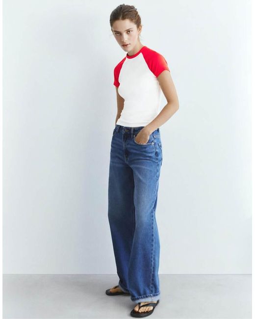 Pull&Bear Blue Raglan Sleeve T-Shirt