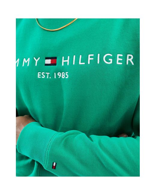 Sweat à logo Tommy Hilfiger pour homme en coloris Green