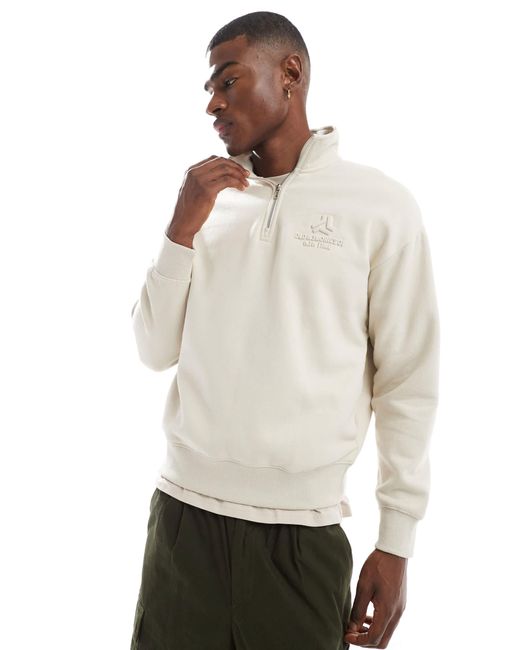Sweat à col zippé et imprimé en relief - écru Bershka pour homme en coloris White