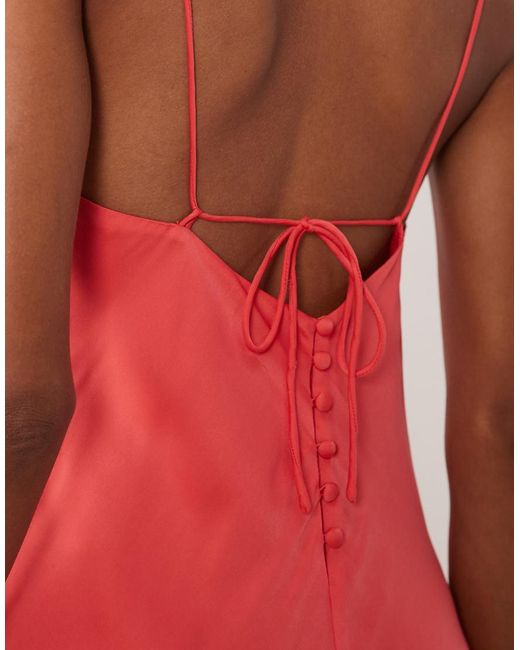 ASOS Red Satin Bias Shift Dress With Bubble Hem