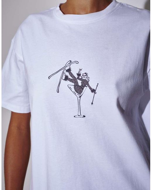 South Beach White Ski Cocktail Class Oversized Tshirt