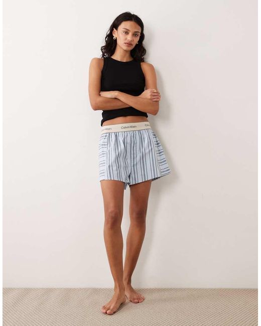 Calvin Klein Blue Heritage Cotton Logo Waistband Shorts