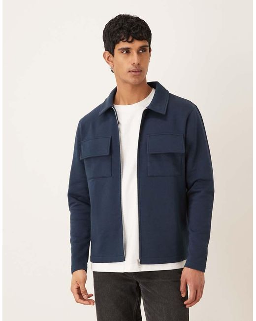 ASOS Blue Shacket With Chest Pockets for men