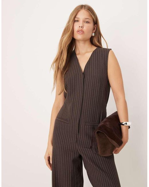 ASOS Jumpsuit Met V-Hals in het Natural