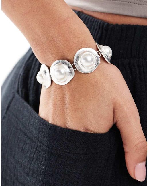 ASOS Black Chain Bracelet With Faux Pearl Coin Detail