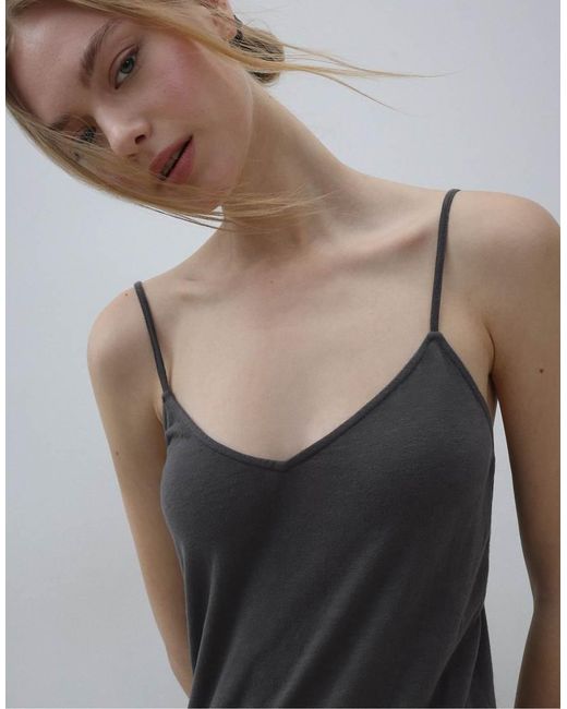 Stradivarius Gray Ruffled Dress With Studs