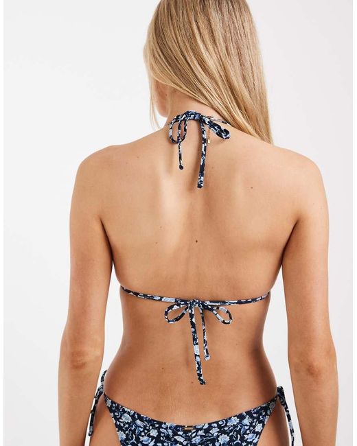 Hollister Blue Co-ord Crochet Triangle Bikini Top