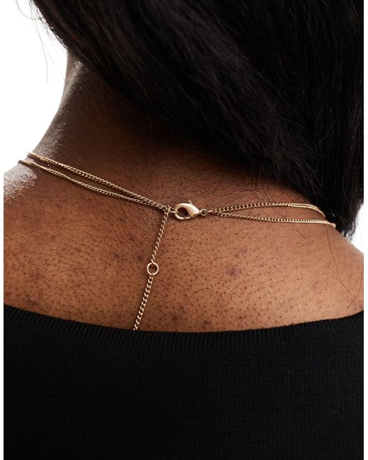 AllSaints Brown Heart Pendent Double Chain Necklace