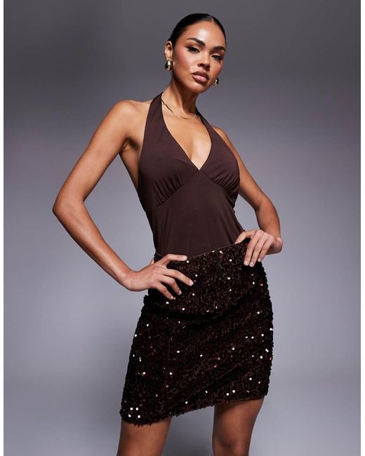 Threadbare Black Sequin Mini Skirt