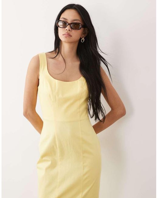 ASOS Yellow Asos Design Tall Scoop Neck Fishtail Godet Maxi Dress