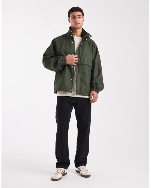 ASOS Green Wool Look Track Jacket for men