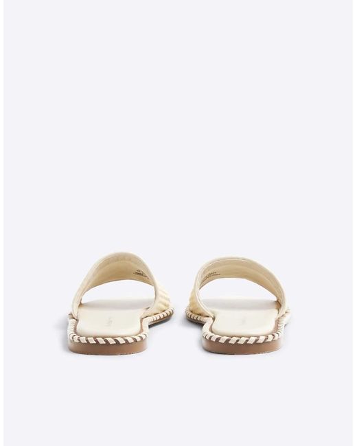 River Island White Raffia Flat Sandals