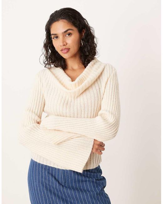 ASOS Natural Knitted Tank Jumper With Draped Neckline