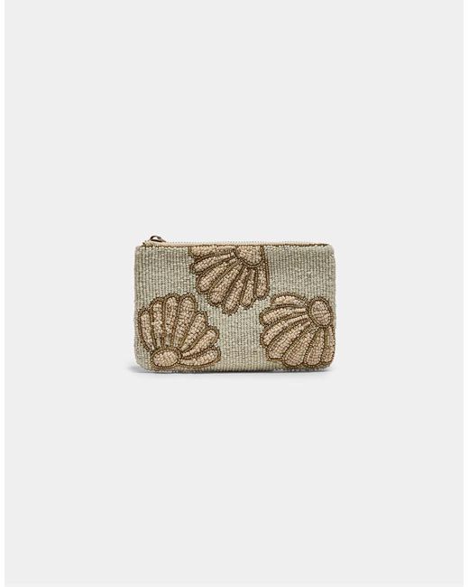 Stradivarius White Large Beaded Purse