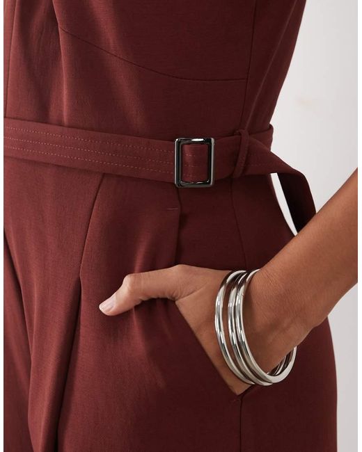 Mango Purple Twist Detail Halterneck Belted Jumpsuit