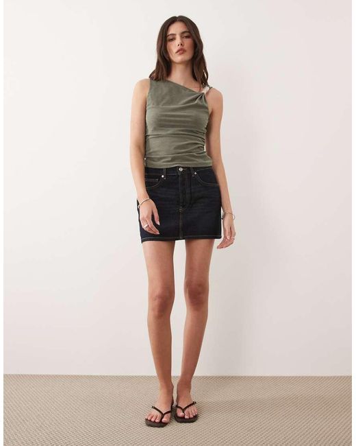 Mango Black 100% Cotton Micro Denim Mini Skirt