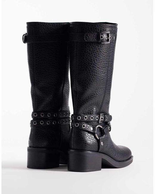 ASOS Black Cassandra Eyelet Biker Boot