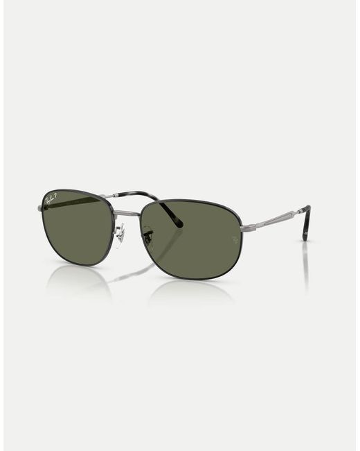 Ray-Ban Green Rb3754 Rectangle Polarised Sunglasses With Lens