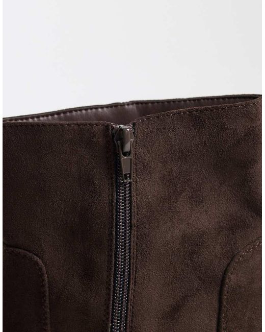 SEQWL Brown Morty Faux Suede Square Toe Western Boots for men
