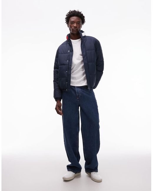 Tommy Hilfiger Blue Flag Collar Puffer Jacket for men