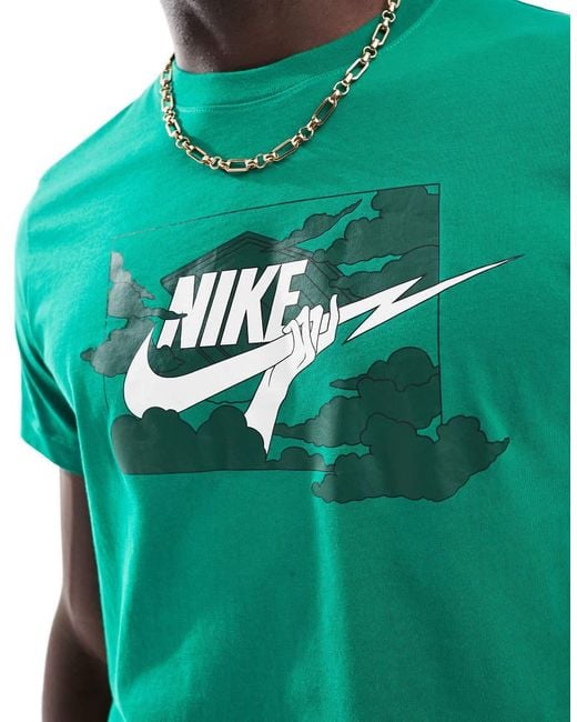 Nike Green Swoosh Lightning Graphic T-Shirt for men