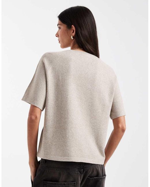 Pieces White Short Sleeve Knitted Jumper