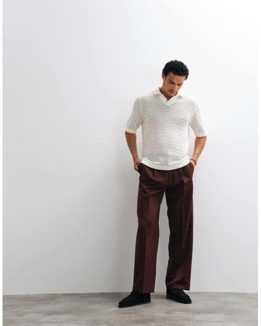ASOS White Tailo Pleated Wide Leg Pants for men