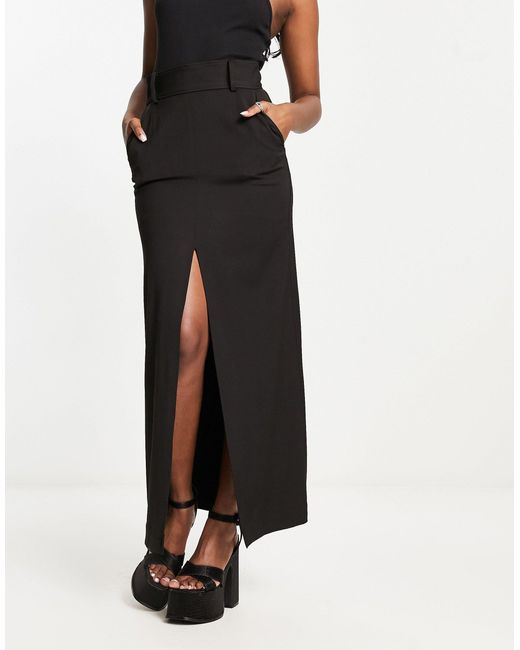 & Other Stories Black Maxi Skirt With Split