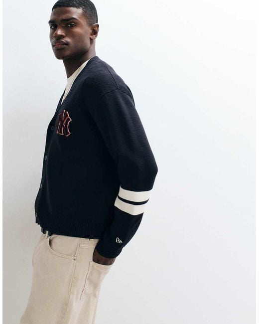 KTZ Blue Ny Yankees Logo Button Up Cardigan for men