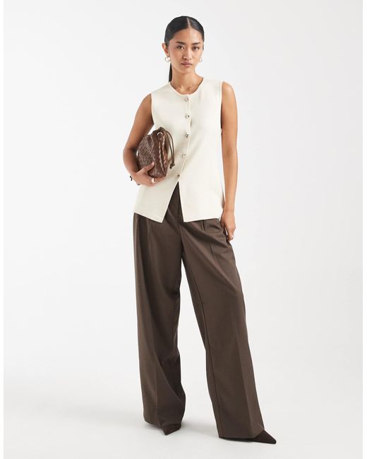 ONLY Natural Button Through Knitted Vest