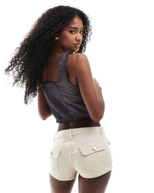 Monki White Pocket Detail Micro Hotpants