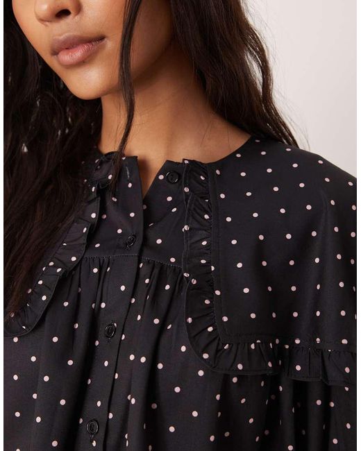 Glamorous Black Oversized Ruffle Blouse