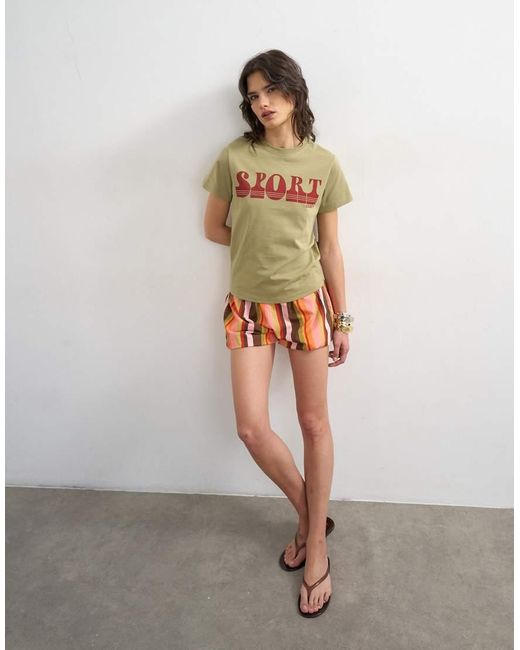 TOPSHOP Brown Sport Graphic Boxy Tee