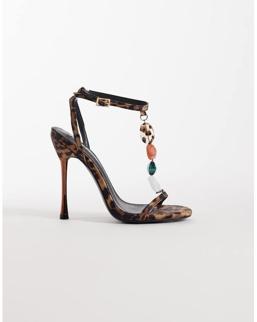 Public Desire White High Heeled Beaded Sandals