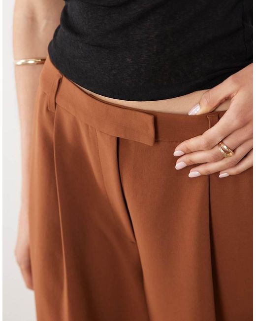 ASOS Brown Tall Tailored Low Rise Fluid Mensy Trousers