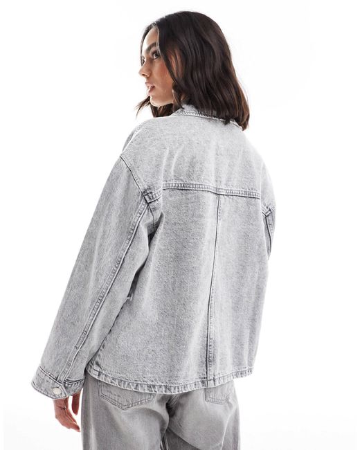 Stradivarius Gray – oversize-hemdjacke aus denim
