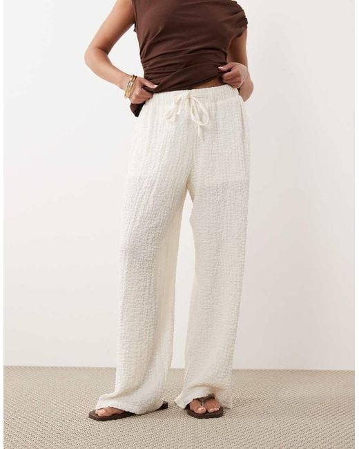 JDY Petite White Textured Semi-sheer Pants