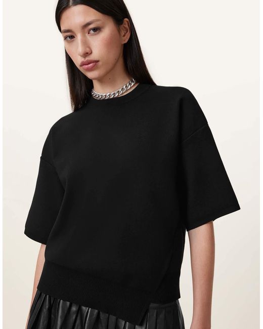 AllSaints Black – remi – gestricktes t-shirt