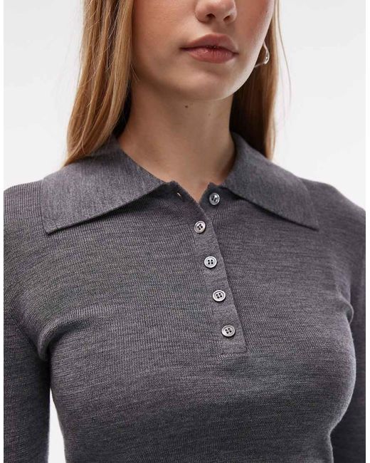 & Other Stories Blue Knitted Polo Jumper