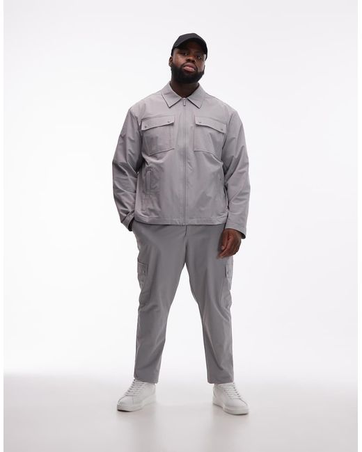 ASOS Gray Motionmaxtm Four Way Stretch Tapered Cargo Pants for men