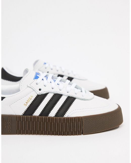 adidas originals white and black samba rose sneakers