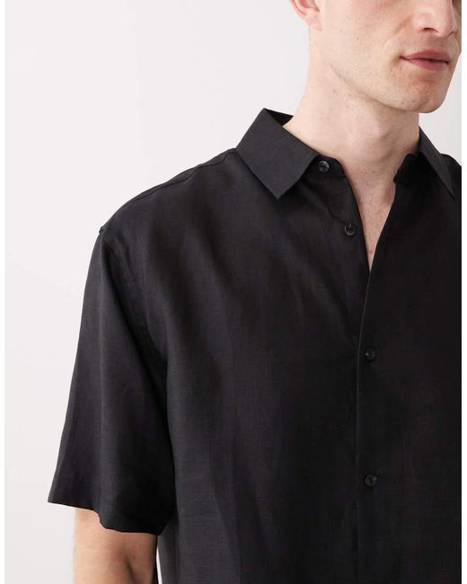 ASOS Black 100% Linen Relaxed Shirt for men