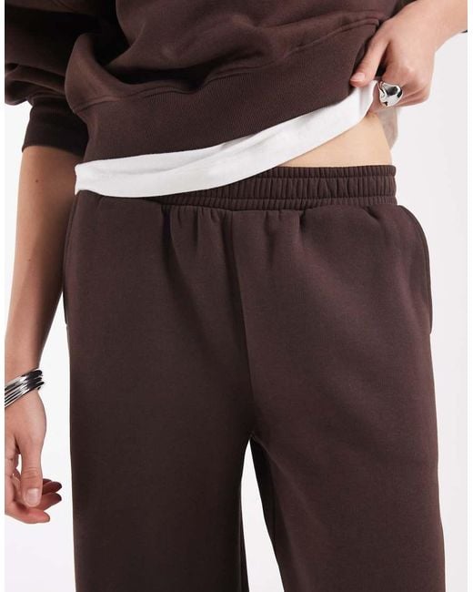 ASOS Brown Wide Leg Brushback Trackies