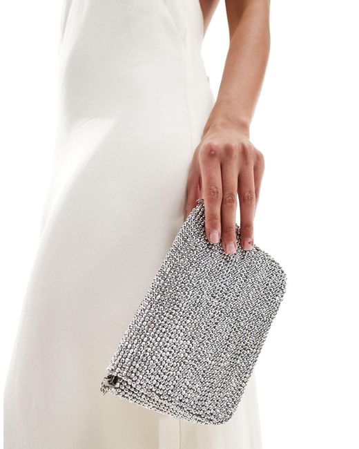 Accessorize White Beaded Clutch Bag