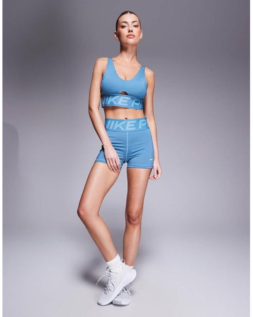 Nike Blue Nike Pro Training Sculpt High Waisted 3 Inch legging Shorts