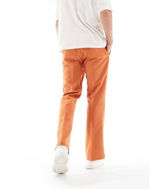 Pantaloni a zampa eleganti arancioni di ASOS in White da Uomo