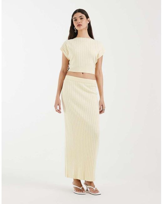 4th & Reckless Natural Ribbed Knit Cinched Waist Sleeveless Top Co-ord